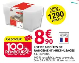 Mr Bricolage Sundis Lot de 6 boîtes de rangement multi-usages offre