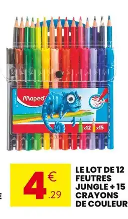 Stokomani Maped Le lot de 12 feutres Jungle + 15 crayons de couleur offre