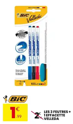 Stokomani BIC Les 3 feutres + 1 effacette Velleda offre