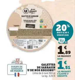 U Express U - galettes de sarrasin de nos regions offre