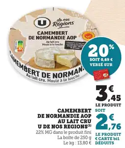Bi1 Camembert de normandie aop au lait cru u de nos regions offre