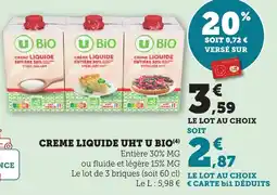 Bi1 U Bio Creme liquide uht offre