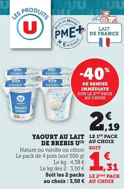 Bi1 U Yaourt au lait de brebis offre