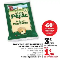 Bi1 LOU PERAC Tomme au lait pasteurise de brebis offre