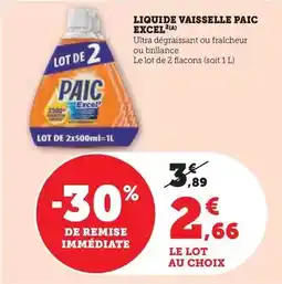 Super U Paic - liquide vaisselle excel offre