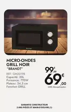 E.Leclerc Brandt - micro-ondes grill noir offre