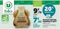 Hyper U U - poulet entier fermier bio offre