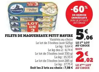 Hyper U Petit navire - filets de maquereaux offre