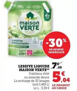 Hyper U Maison verte - lessive liquide offre