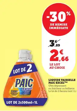 Bi1 PAIC EXCEL Liquide vaisselle offre