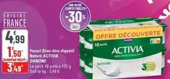 G20 ACTIVIA Yaourt Bien-être digestif Nature offre