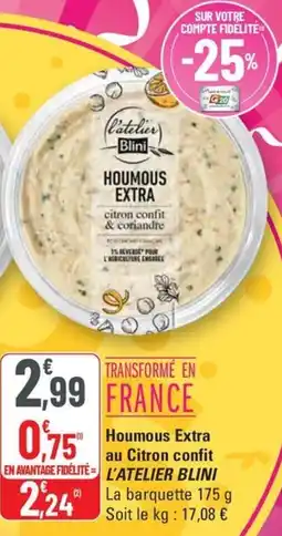 G20 L'ATELIER BLINI Houmous Extra au Citron confit offre