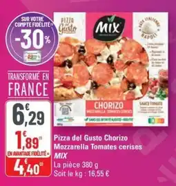 G20 MIX Pizza del Gusto Chorizo Mozzarella Tomates cerises offre