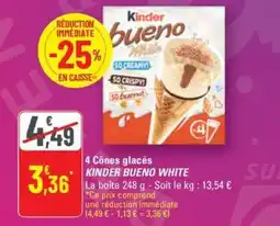 G20 KINDER BUENO WHITE 4 Cônes glacés offre