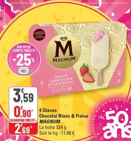 G20 MAGNUM 4 Glaces Chocolat Blanc & Fraise offre
