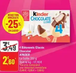 G20 KINDER 4 Bâtonnets Glacés Chocolat offre