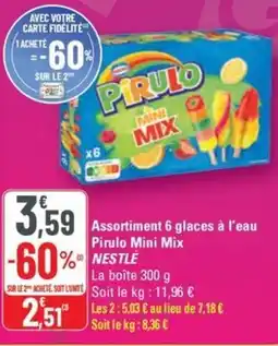 G20 NESTLÉ Assortiment 6 glaces à l'eau Pirulo Mini Mix offre