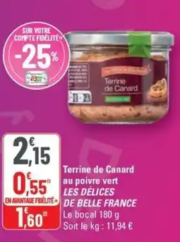 G20 LES DÉLICES Belle france terrine de canard au poivre vert offre
