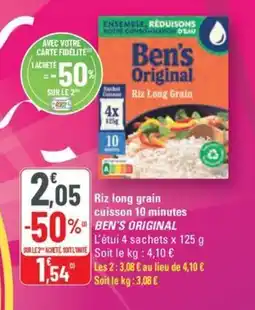 G20 BEN'S ORIGINAL Riz long grain cuisson 10 minutes offre