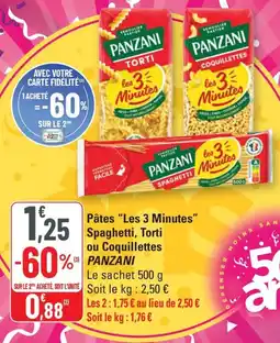 G20 PANZANI Pâtes Les 3 Minutes Spaghetti, Torti ou Coquillettes offre