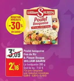 WILLIAM SAURIN Poulet basquaise Duo de Riz & Piment Basque