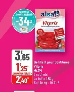 G20 ALSA Gélifiant pour Confitures Vitpris offre
