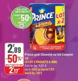 G20 LU Prince goût Chocolat au blé Complet offre
