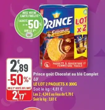 G20 LU Prince goût Chocolat au blé Complet offre