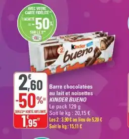 KINDER BUENO Barre chocolatées au lait et noisettes