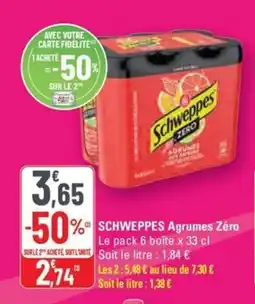 G20 SCHWEPPES Agrumes Zéro offre