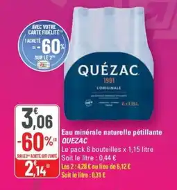 G20 QUÉZAC Eau minérale naturelle pétillante offre