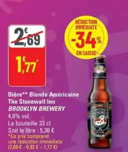 G20 BROOKLYN BREWERY Bière Blonde Américaine The Stonewall Inn offre