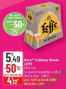 G20 LEFFE Bière d'Abbaye Blonde offre
