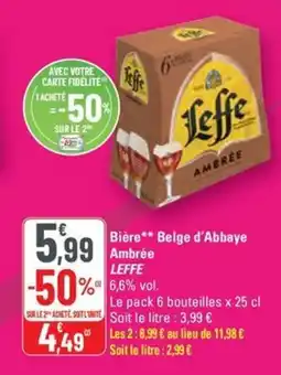 G20 LEFFE Bière Belge d'Abbaye Ambrée offre