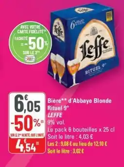 G20 LEFFE Bière d'Abbaye Blonde Rituel 9° offre