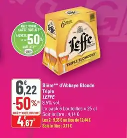 G20 LEFFE Bière d'Abbaye Blonde Triple offre