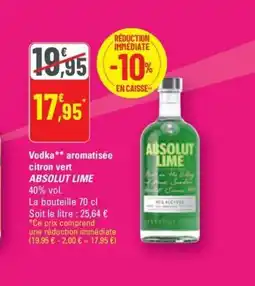G20 ABSOLUT LIME Vodka aromatisée citron vert offre