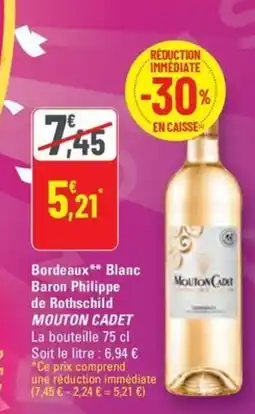 G20 MOUTON CADET Bordeaux Blanc Baron Philippe de Rothschild offre