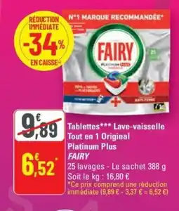 G20 FAIRY Tablettes Lave-vaisselle Tout en 1 Original Platinum Plus offre