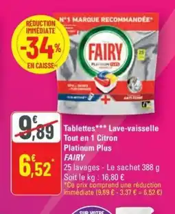 G20 FAIRY Tablettes Lave-vaisselle Tout en 1 Citron Platinum Plus offre