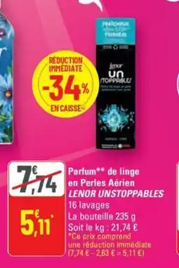 G20 LENOR UNSTOPPABLES Parfum de linge en Perles Aérien offre