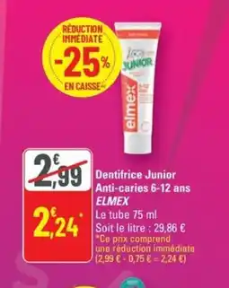 G20 ELMEX Dentifrice Junior Anti-caries 6-12 ans offre