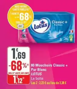 G20 LOTUS 80 Mouchoirs Classic+ Pur Blanc offre