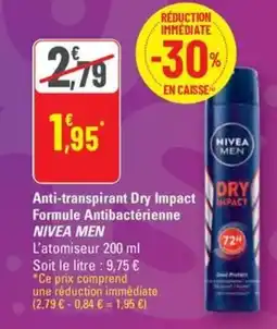 G20 NIVEA MEN Anti-transpirant Dry Impact Formule Antibactérienne offre