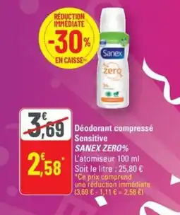G20 SANEX ZERO% Déodorant compressé Sensitive offre
