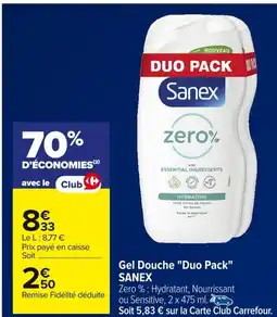 Carrefour SANEX Gel Douche Duo Pack offre