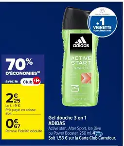 Carrefour ADIDAS Gel douche 3 en 1 offre