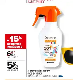 Carrefour LCS SCIENCE Spray solaire enfant offre