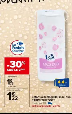 Carrefour CARREFOUR SOFT Cotons à démaquiller maxi duo offre