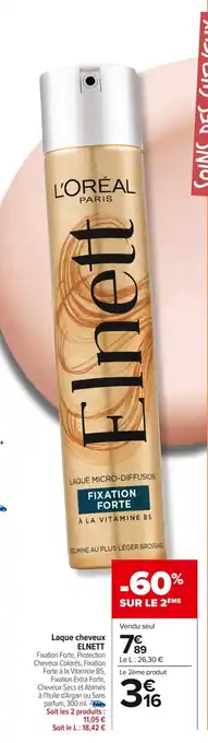 Carrefour ELNETT Laque cheveux offre
